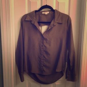 Olive silky open back top